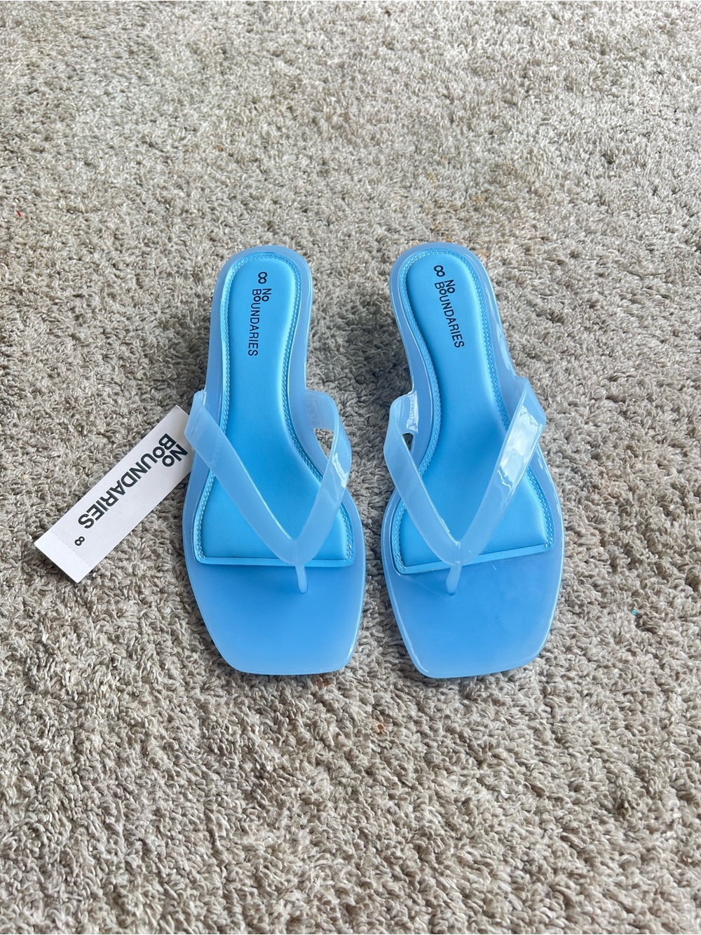 No Boundaries Blue Jelly Thong Sandals. Size 8